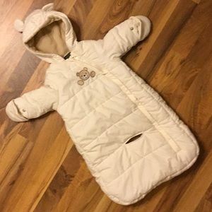 White 3-6 month baby bunting